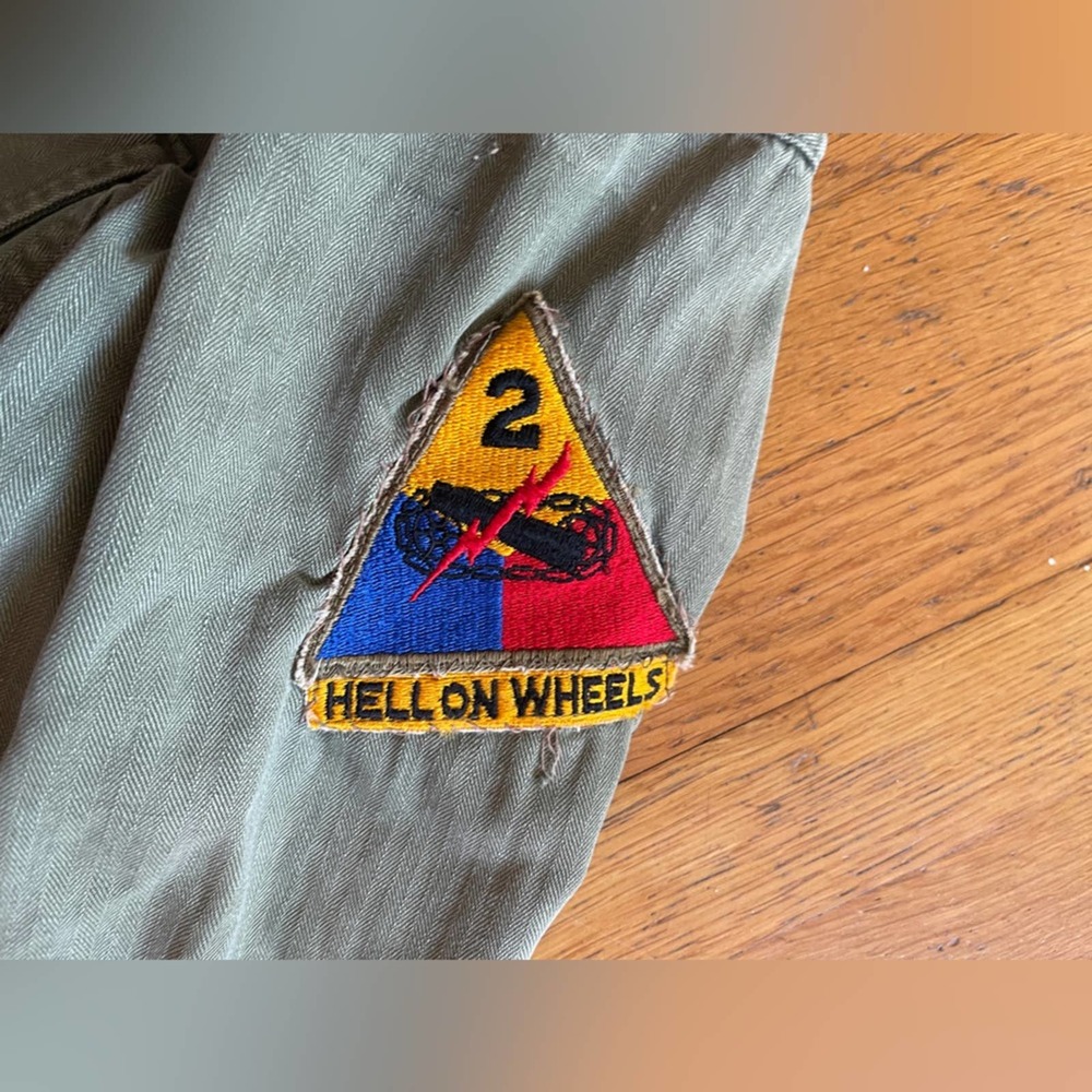 40s Vintage WW2 HBT Herringbone Twill Army Utility Shirt Jacket Hell on Wheels - Picture 8 of 9